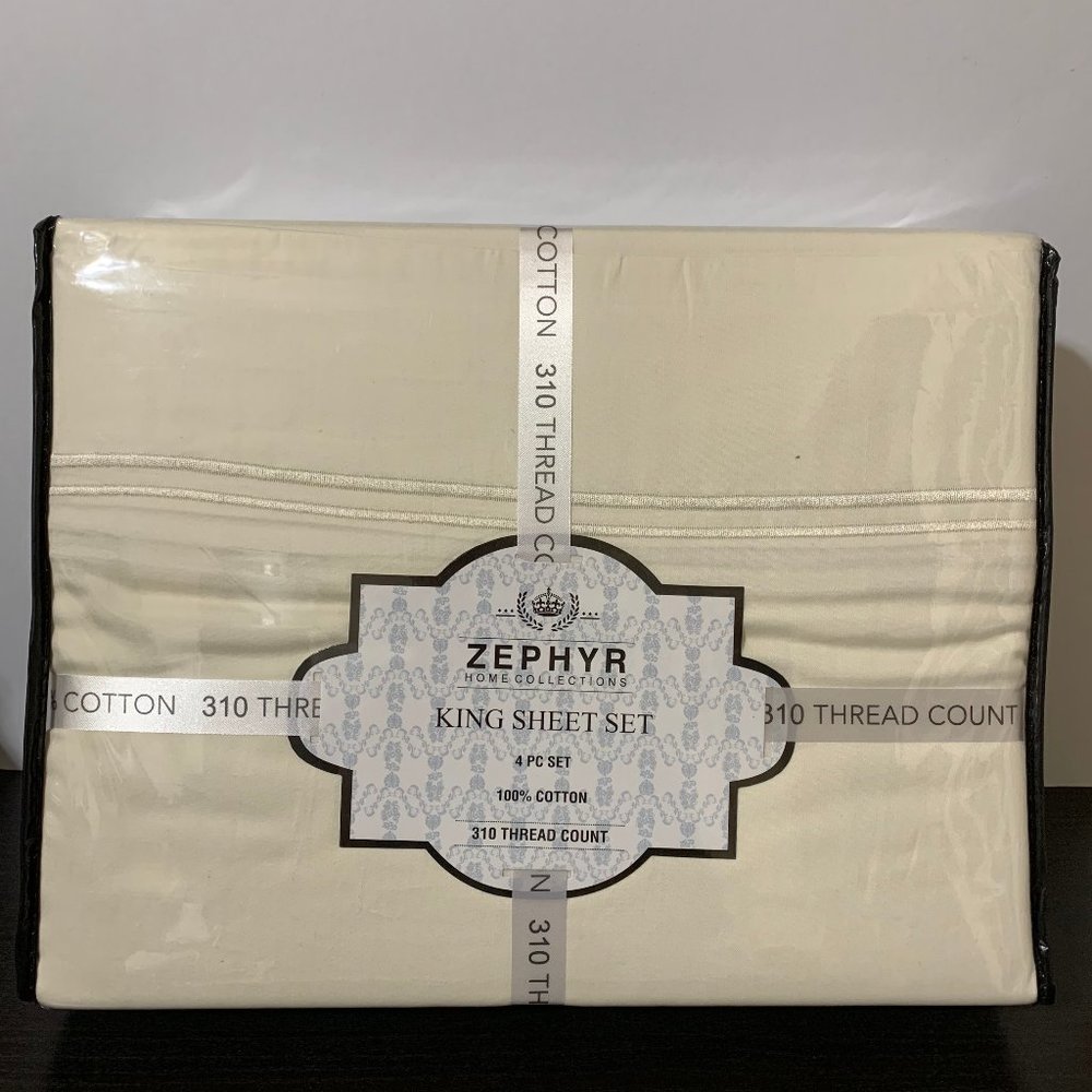 King 100% Cotton Sheet Set - Cream